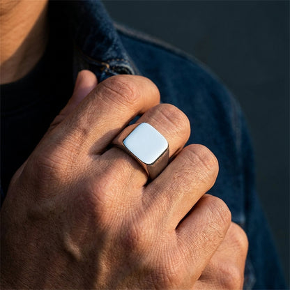 Chevalière Carrée Acier