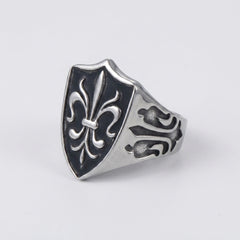 Chevalière Fleur de Lys Acier