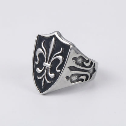 Chevalière Fleur de Lys Acier