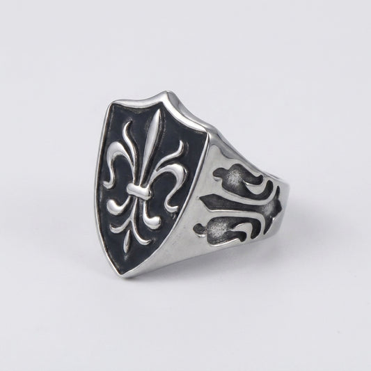 Chevalière Fleur de Lys Acier