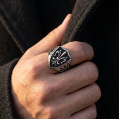 Chevalière Fleur de Lys Acier