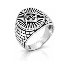 Chevalière Homme Franc Maçon Compas Argent 925