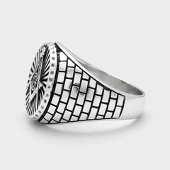 Chevalière Homme Franc Maçon Compas Argent 925