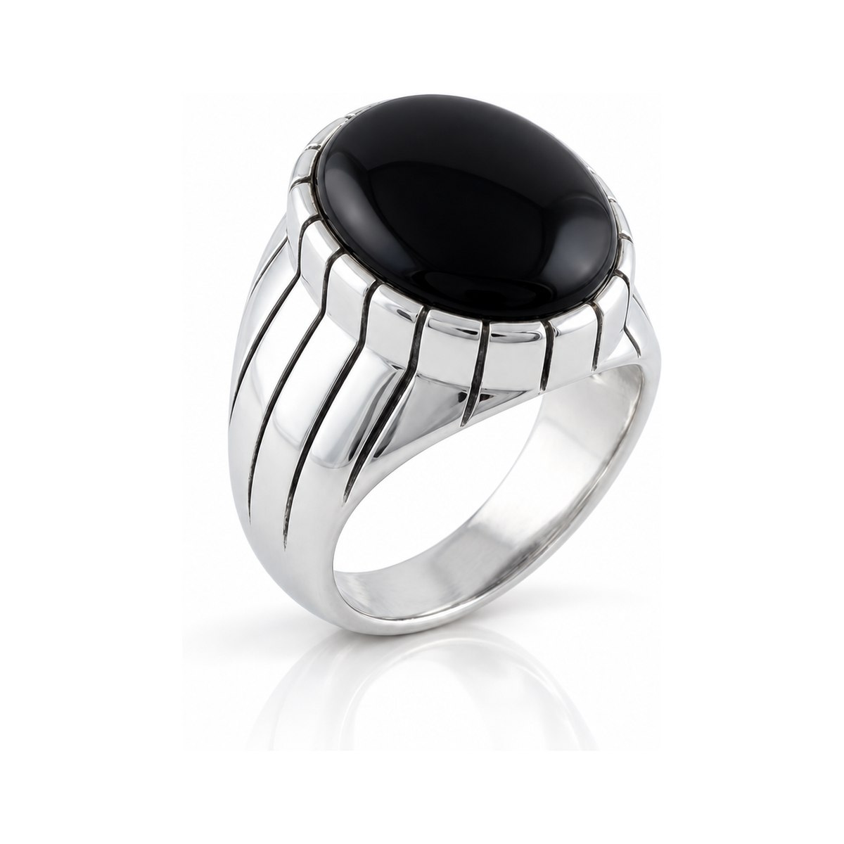 Chevalière Homme Onyx Ovale Argent 925