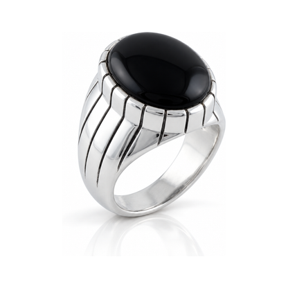 Chevalière Homme Onyx Ovale Argent 925