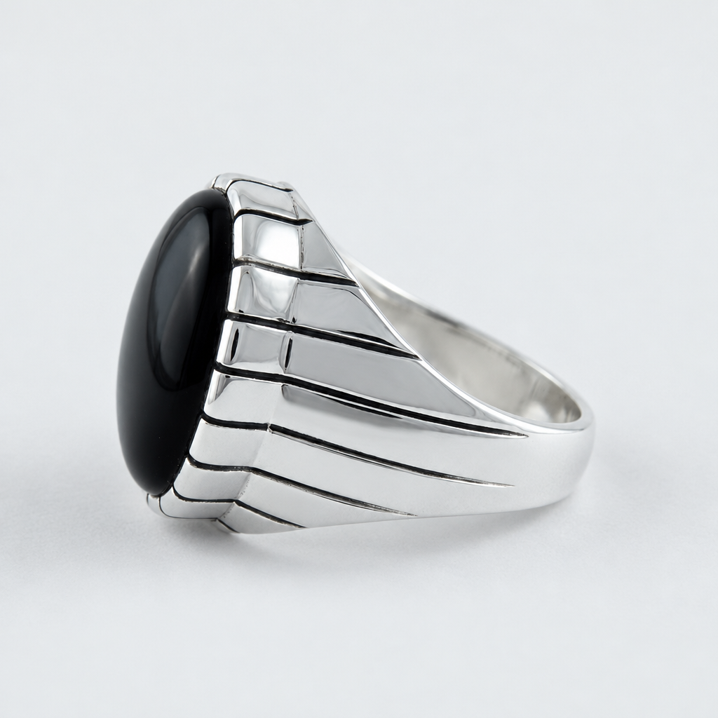 Chevalière Homme Onyx Ovale Argent 925