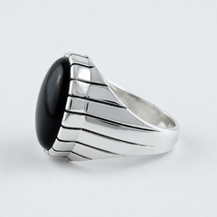 Chevalière Homme Onyx Ovale Argent 925