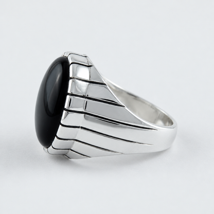 Chevalière Homme Onyx Ovale Argent 925