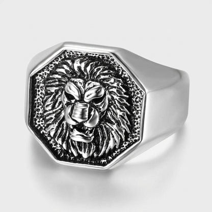 Chevalière Tête de Lion Hexagonale
