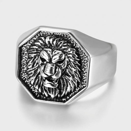 Chevalière Tête de Lion Hexagonale