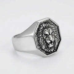 Chevalière Tête de Lion Hexagonale