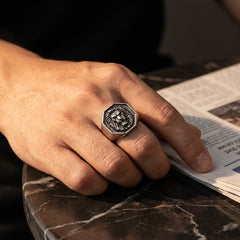 Chevalière Tête de Lion Hexagonale