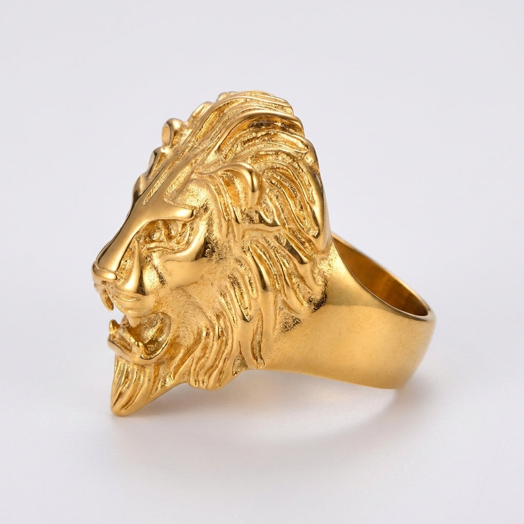 Chevalière Tête de Lion Plaqué Or