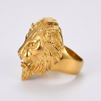Chevalière Tête de Lion Plaqué Or