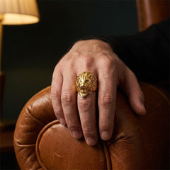 Chevalière Tête de Lion Plaqué Or