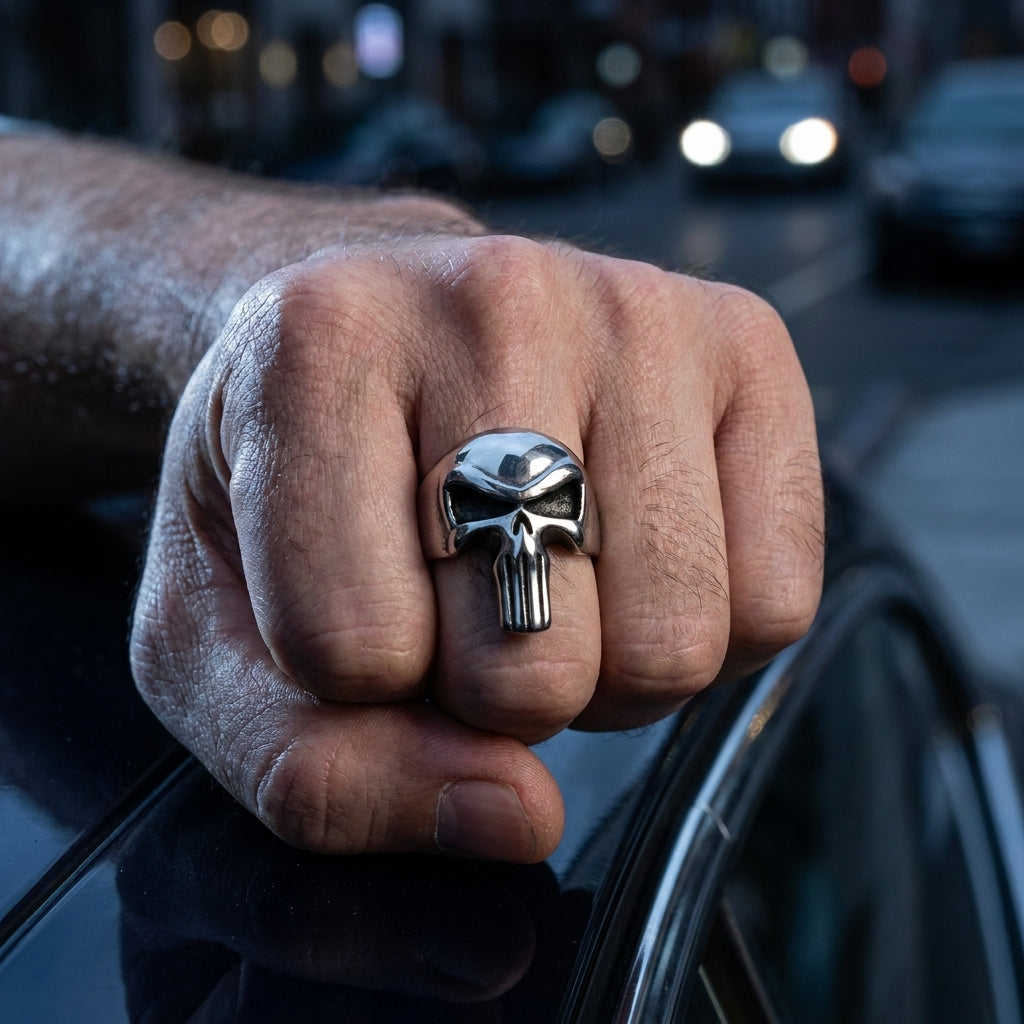 Chevalière Punisher Argentée