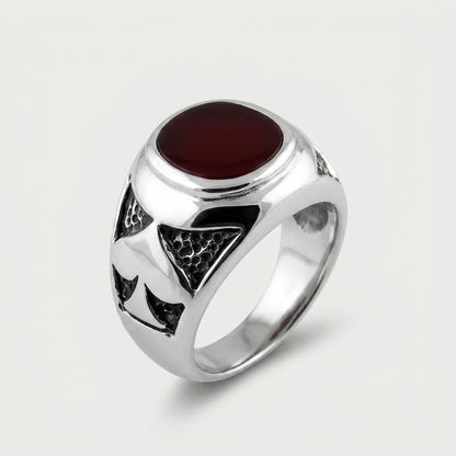 Chevalière Homme Cornaline Ovale Pique Argent 925