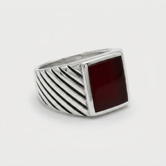 Chevalière Homme Cornaline Rectangulaire Argent 925