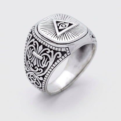 Chevalière Homme Illuminati Œil Argent 925