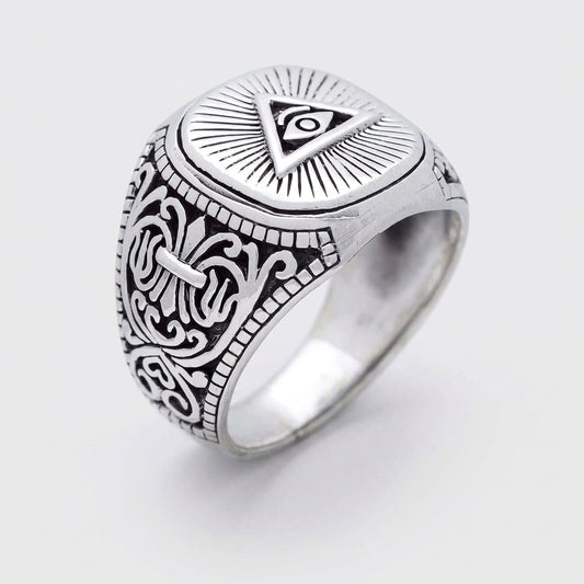 Chevalière Homme Illuminati Œil Argent 925